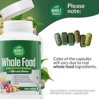 Whole Food Multivitamin for Men and Women Complete Daily Superfood Vitamins Plus Minerals Digestive Enzymes, Probiotics and Omegas. Plant Based Multi Vitamin, Non GMO (1)