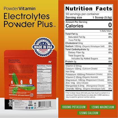 Electrolytes Powder Plus (50 Servings) Black Tea Lemonade Electrolyte Powder Zero Calorie Keto,0 Sugar, No Maltodextrin,1000mg Potassium,120mg Calcium,120mg Magnesium, Hydration Powder