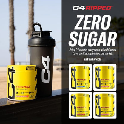 Cellucor C4 Ripped Pre Workout Powder Fruit Punch - Creatine Free + Sugar Free Preworkout Energy Supplement for Men & Women - 150mg Caffeine + Beta Alanine + Weight Loss - 30 Servings