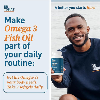 Dr. Tobias Omega 3 Fish Oil, 2000mg Triple Strength Omega 3 Supplement with 800mg EPA 600mg DHA Per Serving, Fish Oil Omega 3 Supplements for Heart, Brain & Immune Support, 90 Softgels, 45 Servings