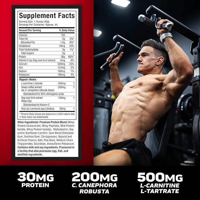 Muscletech Whey Protein Powder (French Vanilla Bean, 4LB) - Nitro-Tech Ripped Whey Protein Isolate & Peptides Smoothie Mix for Lean Muscle & Fast Recovery - 30g of Whey Protein for Women & Men