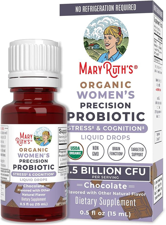 MaryRuth Organics USDA Organic Stress & Cognition Probiotics for Women | Focus Supplement | Support Calm | Stress Relief Supplement | Womens Probiotic | Gut Health for Women | Vegan | 30 Servings