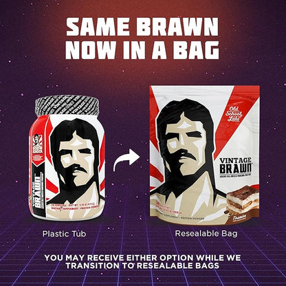 Vintage Brawn – Muscle-Building Protein Powder Isolate for Men & Women – Post-Workout & Anytime Recovery Drink – Premium Protein Isolate Sources: Egg, Milk, Beef – Tiramisu Flavor - 2.1 Lbs.