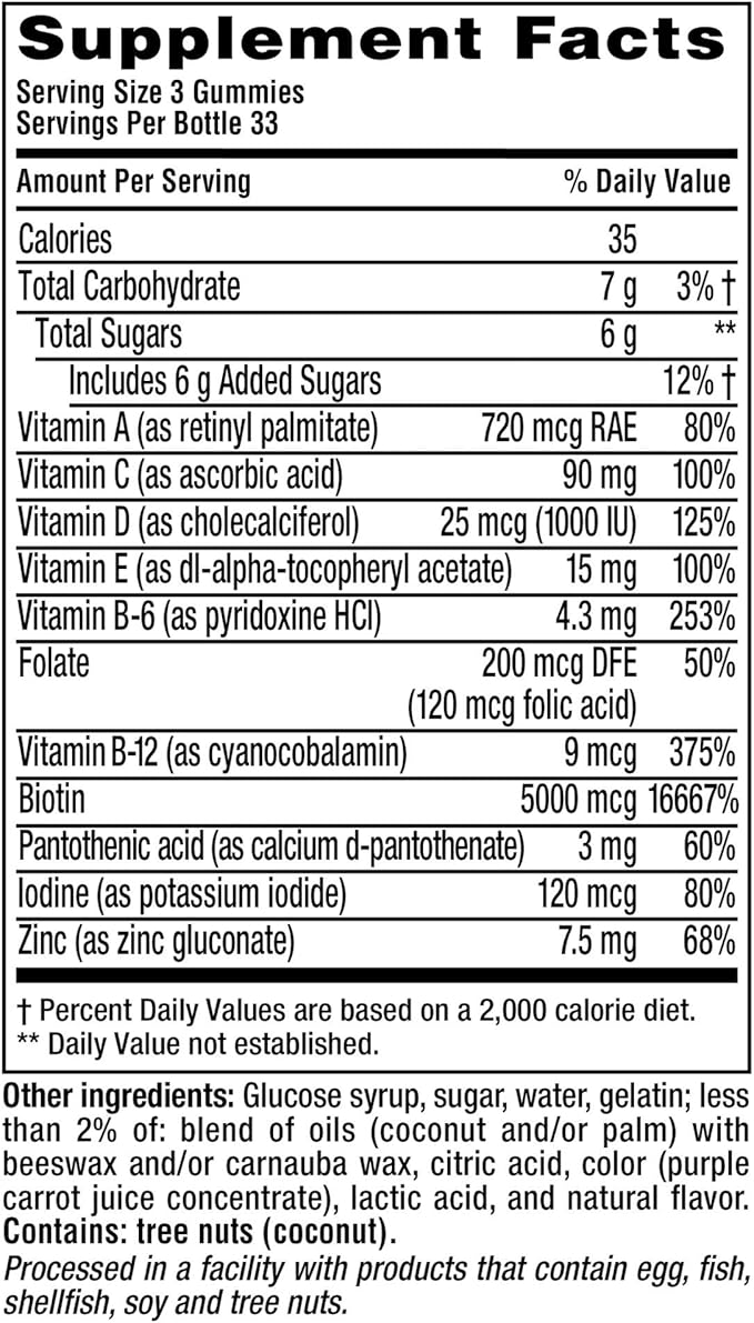 Vitafusion Gorgeous Hair, Skin & Nails Multivitamin Gummy Vitamins, 100ct (Pack of 2)