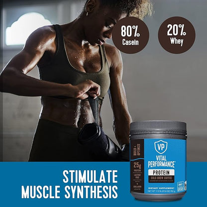Vital Proteins Performance Powder, 25g Lactose-Free Milk Protein Isolate Casein & Whey Blend, NSF for Sport Certified, 10g Collagen Peptides, 8g EAAs, 5g BCAAs, Gluten-Free - Cold Brew Coffee, 1.72lb