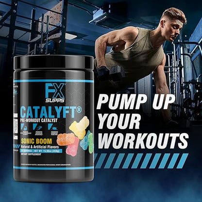 Catalyft Pre-Workout Powder Drink for Men and Women, Sonic Boom | Mix with Creatine, Caffeine & Beta-Alanine | Best for Energy Pump, Muscle Gain and Focus, 20 Servings (1-Pack)