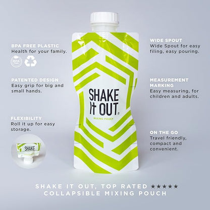 Collapsible Shaker Bottle for Protein Shakes, Supplements - 12 Ounce Reusable, Recyclable, Travel Bottle