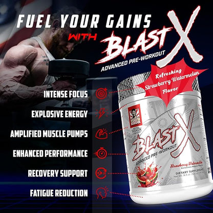 Blast X Advanced Pre Workout Powder, Intense Energy Booster Preworkout for Men & Women, Natural Caffeine + ZumXR®, Beta Alanine, Citrafuze™, L-Citrulline & Taurine for Strength, Focus & Endurance