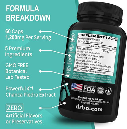 Stone Breaker Chanca Piedra Capsules - Stone Detox for Kidney Cleanse Detox, Gallbladder Formula with Hydrangea Root - Natural Gallstones Kidney Stones Dissolver Gallbladder Flush Pills - 60 Capsules