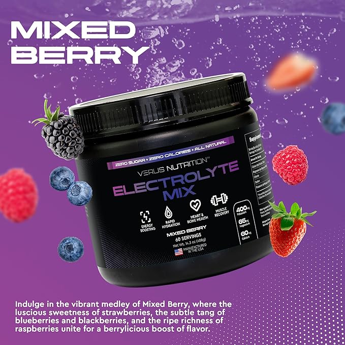 Electrolytes Powder No Sugar- Zero Calorie Hydration Powder | Sugar Free Electrolytes for Fasting, Keto & Vegan | Natural Ingredients Electrolyte Mix for Energy Boost, 60 Servings
