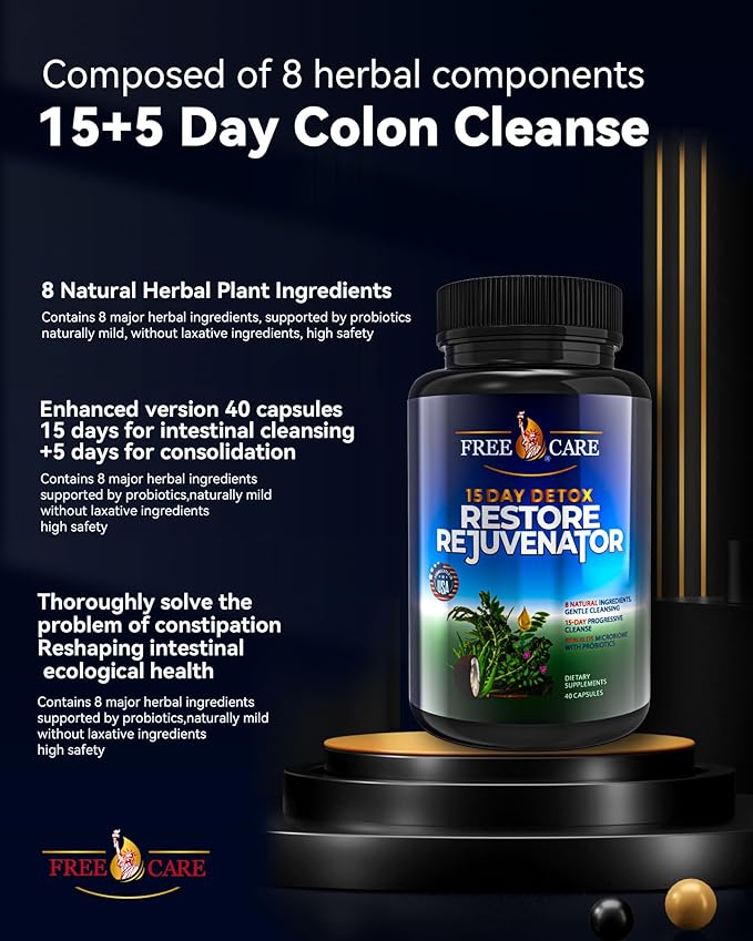 Colon Cleanse 15+5Day Upgrade,Advanced Gut Cleanse Detox for Women & Men Fast Natural Laxative for Constipation Relief with Cascara Sagrada, Psyllium Husk, Senna Leaf & Probiotics, Non-GMO