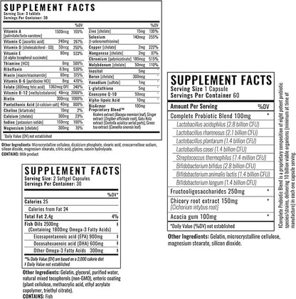 Wilderness Athlete - The Good Stuff | Daily Vitamin Pack - Multivitamin for Women & Men - Vitamin Packs for Men & Women Health - Supplement Probiotics, Omega-3 Fish Oil, & Multivitamins with Zinc