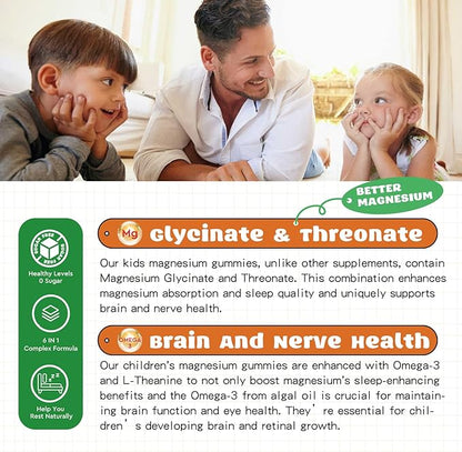 Magnesium Complex Gummies- Calm Chewable Gummies for Kids & Adults- Magnesium Glycinate, Threonate Supplement- Support Calm Stress Relief, Bones, Mood Vegan- Sugar-Free Orange Flavor, 60 Gummies
