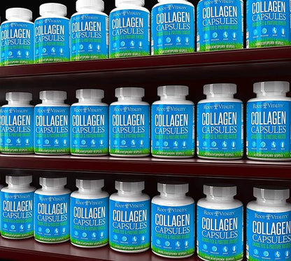 Collagen Peptides Capsules - Grass-Fed, Pasture-Raised Hydrolyzed Protein Supplement for Skin, Hair, & Nails - Non-GMO, Zero Sugar Daily Pills for Men & Women (180 Capsules)