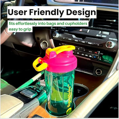 Super Hydro Protein Shaker Bottle [3 PACK] - 24 oz. BPA-Free, Non-Toxic, Durable, Leak Proof, Eco-Tritan, Best for Travel, Sports, Fitness for Men & Women (Lemon Lavender, Rosy Bloom, Frosted Mint)