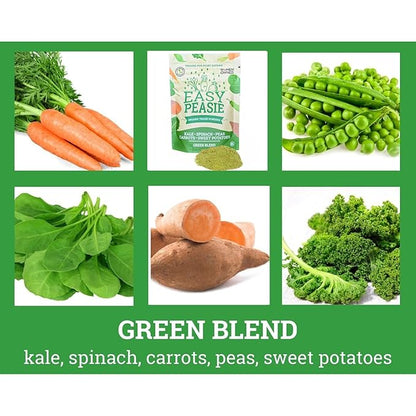 Easy Peasie Organic Veggie Powder Blends for Kids and Picky Eaters | Kids Greens Powder/Vegetable Powders including protein from green peas, spinach, and kale (Green 5oz Pouch)