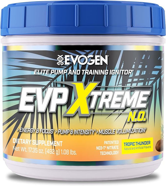 Evogen EVP Xtreme NO - Pre Workout Powder for Men & Women | Sugar Free Preworkout with Beta Alanine, Creatine, and Caffeine for Energy & Pump | Tropic Thunder | 40 Servings