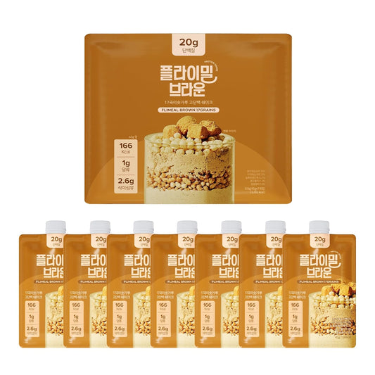 Brown 17Grains Protein Shake, 20g Protein, Low Sugar, Keto-Friendly Meal Replacement Shake, 1.59oz, 7packs, With Crunchy Protein Crisps