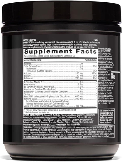 BEYOND RAW LIT AF | Advanced Formula Clinical Strength Pre-Workout Powder | Contains Caffeine, L-Citruline, and Nitrosigine | Gummy Worm | 20 Servings