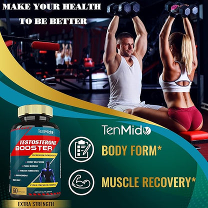 2 Packs of 60caps Testosterone Supplements Booster for Men - Natural Stamina, Endurance & Strength Supplement - Muscle Building Growth, Increasing Performance, Energy