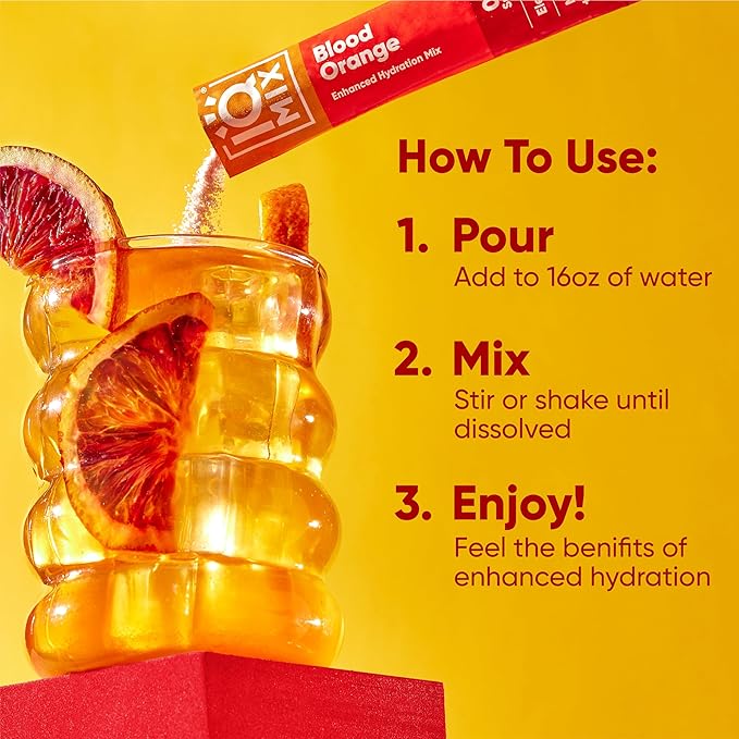 IQMIX Sugar Free Electrolytes Powder Packets - Hydration Supplement Drink Mix with Keto Electrolytes, Lions Mane, Magnesium L-Threonate, and Potassium Citrate - Blood Orange (40 Count)