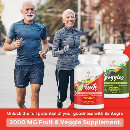 2000 MG Fruits and Vegetables Supplements, Natural Balance Over 35+ Fruits and Vegetables, 100% Whole Food Superfoods Fruit and Veggies Supplement, Energy Balance, Sugar-Free, Vegan, 240 Tablets