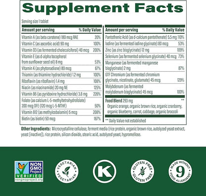 MegaFood Men's 55+ One Daily - Multivitamin for Men with Vitamin B12, Vitamin C, Vitamin D & Zinc - Optimal Aging & Immune Support Supplement - Vegetarian - Made Without 9 Food Allergens - 60 Tabs