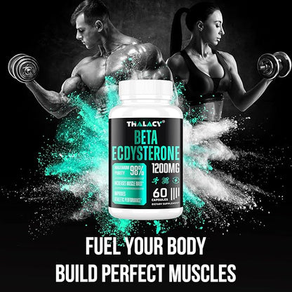 1200MG Beta Ecdysterone Supplement, 98% Maximum Purity Ecdysterone Supplements for Lean Muscle Mass, Athletic Performance & Strength, 120 Capsules