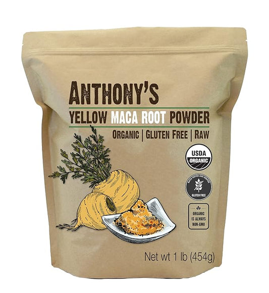 Anthony’s Organic Yellow Maca Root Powder, 1 lb, Raw, Gluten Free, Non GMO, Non Gelatinized