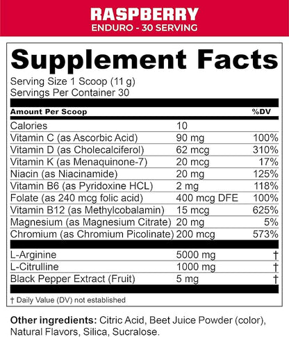 MTN OPS Enduro Nitric Oxide Supplement & Stim-Free Pre Workout - 30 Servings - with Magnesium Citrate, Beet Root Powder, Niacinamide, L Arginine & L Citrulline - Citrus Bliss Flavor