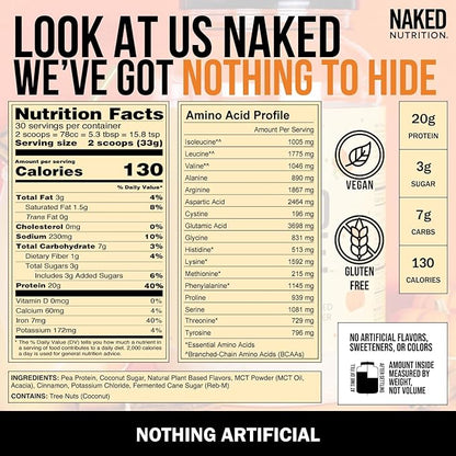 Naked Shake - Pumpkin Spice Protein Shake - Flavored Plant Based Protein with Mct Oil - Gluten-Free, Soy-Free, No Gmos Or Artificial Sweeteners - 30 Servings