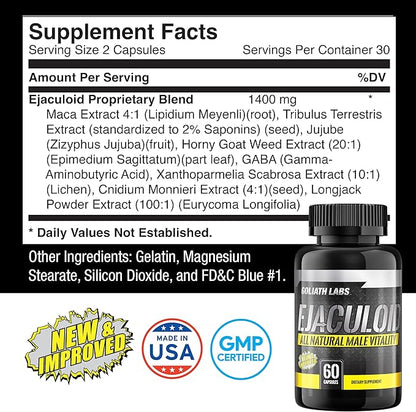 Goliath Labs Premium Men's Multivitamin & Herbal Supplement [60 Veg Capsules] – Maca, Tribulus, and Essential Vitamins for Daily Energy, Immune Support, Muscle Health, and Overall Wellness – 100% Veg