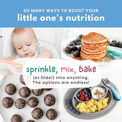 Superseed Organic Milled Chia, Flaxseed and Hemp Heart Brain Booster with Vegan Omega-3 DHA S Prebiotic Fiber Protein Gluten Free Seeds for 6M+ Babies Toddlers & Kids (7oz x 1 Pack)