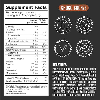 Birdman Falcon Performance Vegan Protein Powder, 31g Protein, 5g Creatine, 5g BCAA, Probiotics, Electrolytes, Pre Workout, Low Carb, Sugar Free & Dairy Free, Plant Based Chocolate Protein -19 servings