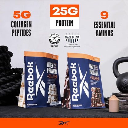 Reebok ReeBuild Whey Protein + Collagen | 25g Protein, 9 Essential Amino Acids | Muscle Growth, Joint Health, Gut Support | Post Workout Recovery Powder | Vanilla Ice Cream