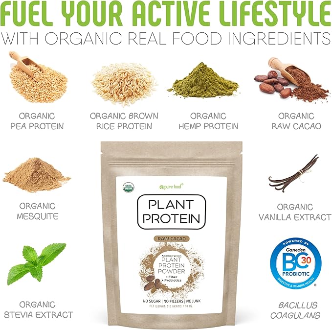 Plant Based Protein Powder with Probiotics | Organic, Clean, All Natural, Vegan, Vegetarian, Whole Superfood Nutritional Supplement with No Additives | Keto (Chocolate)