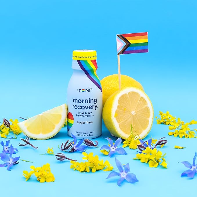 Morning Recovery Electrolyte, Milk Thistle Drink Proprietary Formulation to Hydrate While Drinking for Morning Recovery, Highly Soluble Liquid DHM, Sugar-Free Lemon, Pack of 24 Pride Edition