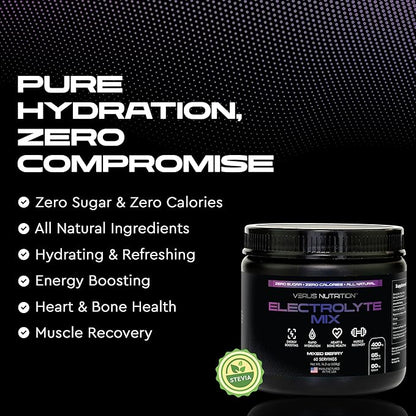Electrolytes Powder No Sugar- Zero Calorie Hydration Powder | Sugar Free Electrolytes for Fasting, Keto & Vegan | Natural Ingredients Electrolyte Mix for Energy Boost, 60 Servings