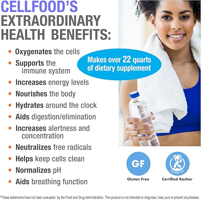 Cellfood Liquid Concentrate - 1 fl oz, 3 Pack - Oxygen + Nutrient Supplement - Supports Immune System, Energy, Endurance, Hydration & Overall Health - Gluten Free, Non-GMO, Kosher - Makes 22+ Quarts