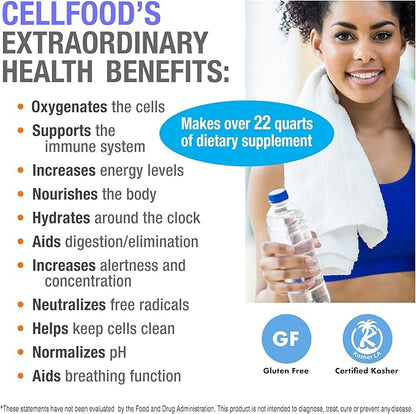 Cellfood Liquid Concentrate - 1 fl oz, 3 Pack - Oxygen + Nutrient Supplement - Supports Immune System, Energy, Endurance, Hydration & Overall Health - Gluten Free, Non-GMO, Kosher - Makes 22+ Quarts