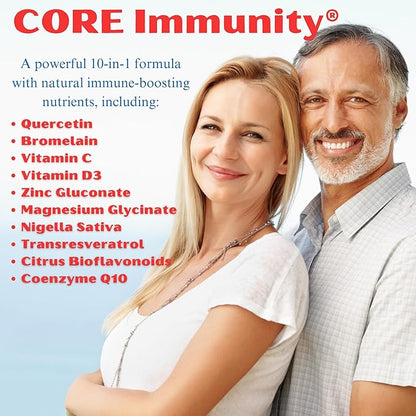 CORE Immunity - Immune Health Supplement - Daily Immune Booster & Multivitamin - Quercetin & Bromelain - Antioxidant & Free Radical Protection - 120 ct.
