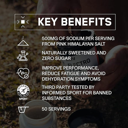 BARE PERFORMANCE NUTRITION BPN Electrolytes Hydration Drink Mix | Sugar Free Electrolyte Powder | 500mg Sodium per serving | Naturally Sweetened | Strawberry, 50 Servings