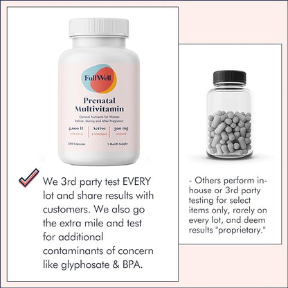 Prenatal Vitamins | Choline, folate, Vitamin D for fetal Growth, Brain Development | 26+ Vital Nutrients | Dietitian-Formulated, OBGYN Recommended, Non-GMO, 3rd Party Tested, 30 Servings