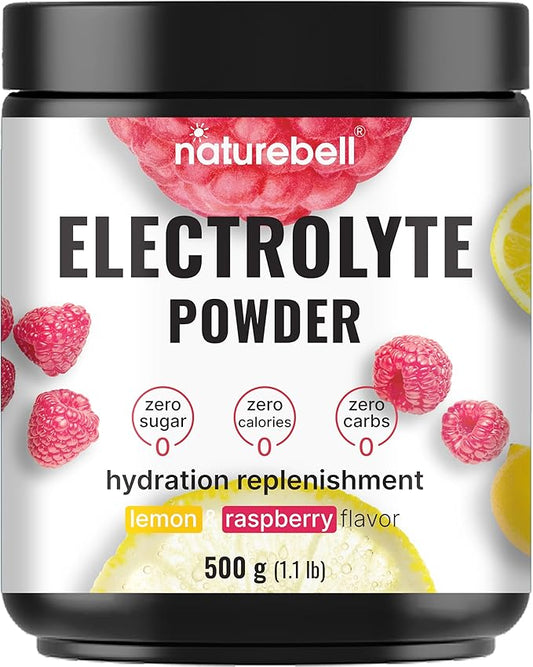 Electrolytes Powder No Sugar, 76 Servings 500g 1.1L | Keto Fast Hydration Powder - 1000mg High Potassium, Minerals & Coconut Water - Raspberry Lemonade Flavor