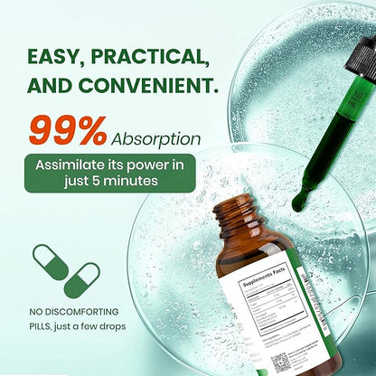 Chlorophyll Liquid Drops, Liquid Chlorophyll Supplement for Internal Deodorizer, Radiant Skin, Detox, Antioxidant, Immune Support, Gluten Free