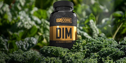 5% Nutrition Core DIM Supplement | Estrogen Regulation Support for Men & Women | Natural Diindolylmethane w/Calcium D-Glucarate, Organic Broccoli Powder + Bioperine (30 Servings / 60 VegCaps)