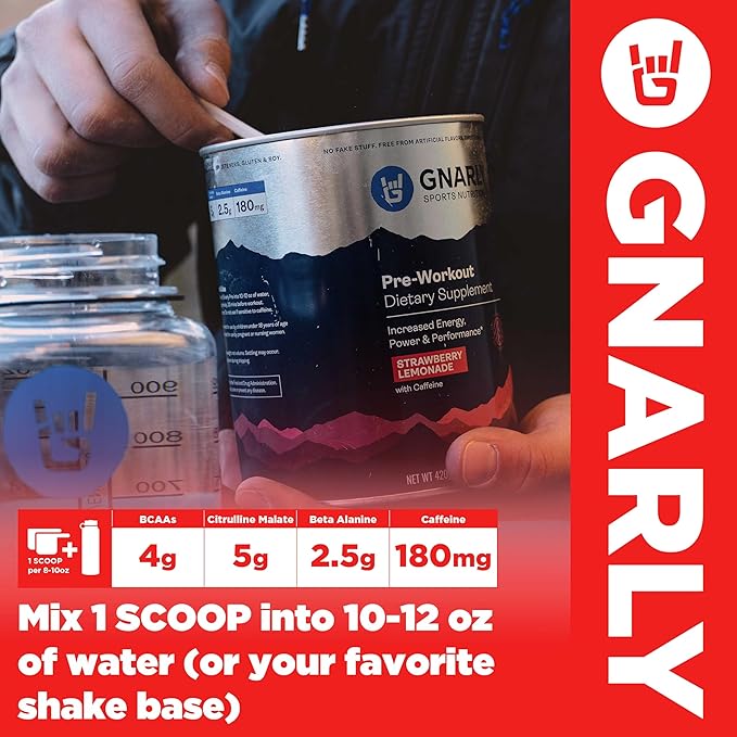 Gnarly Nutrition Natural Pre-Workout Powder - Endurance & Recovery, NSF Contents Certified, Vegan Pre Workout Wellness, Sports Nutrition - Mango, Caffeine 14.82oz