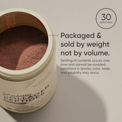 Sports Research Organic Collagen Powder - Hydrolyzed Type I & III Collagen Protein - USDA Organic, Gluten Free, Sustainably Sourced - Dark Chocolate - 30 Servings