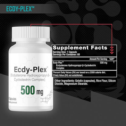 Gorilla Mind Ecdysterone - Complexed with Hydroxypropyl-β-Cyclodextrin for Enhanced Bioavailability (500 mg x 60 Capsules)