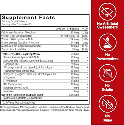 Force Factor Test X180 PM Testosterone Booster for Men, Overnight Testosterone Supplement to Build Muscle, Increase Strength, and Promote Deeper, Healthier Sleep and Recovery, 120 Tablets